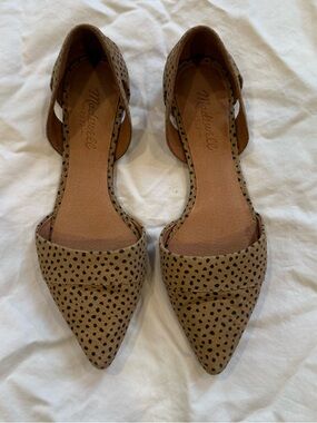 Madewell Leather Pointed D'Orsay Flats with Black Spot Print